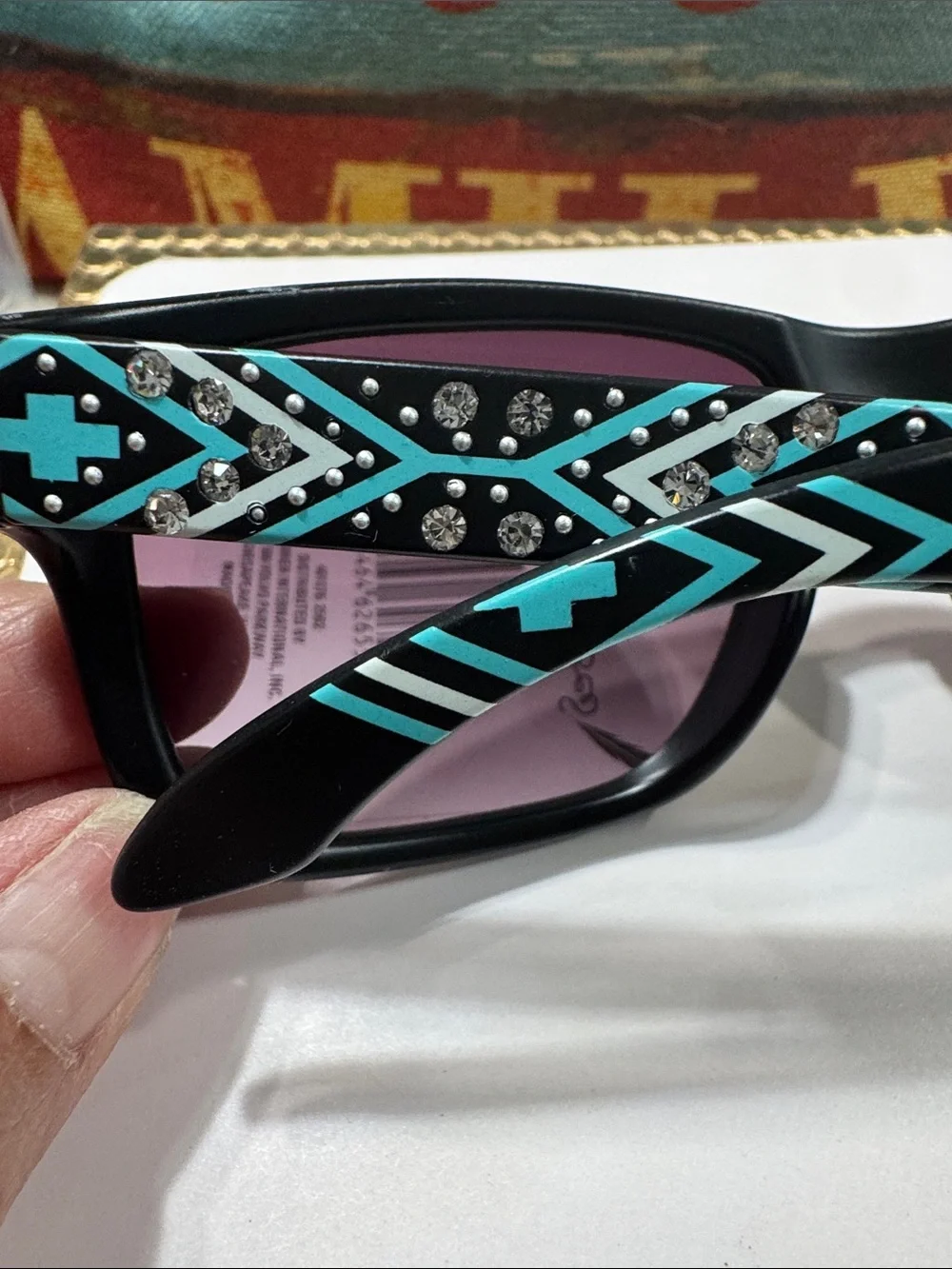 Montana West Black Frame Sunglasses with Purple Lenses